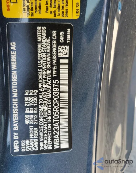 2024 BMW 430I from USA, damaged, VIN WBA23AT05RCP03975
